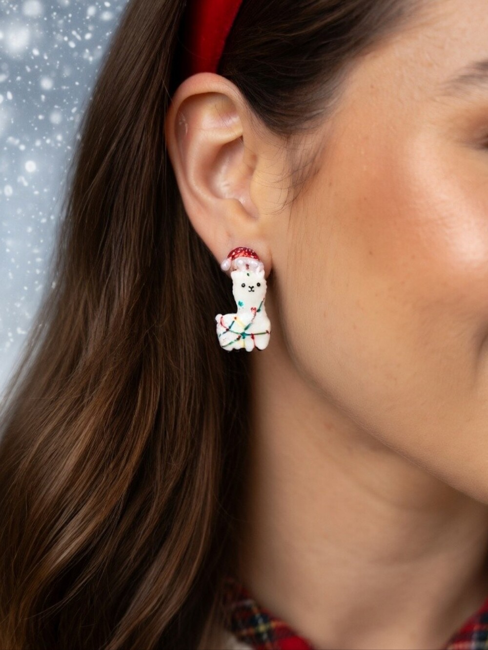 MODCLOTH CHRISTMAS ALPACA EARRINGS - Picture 2 of 5